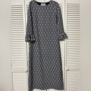 Dainty Jewells Navy and White Printed Long Sleeve Layering Maxi Dress